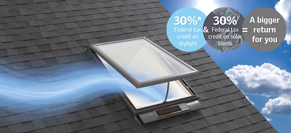 Solar powered venting skylights from Velux